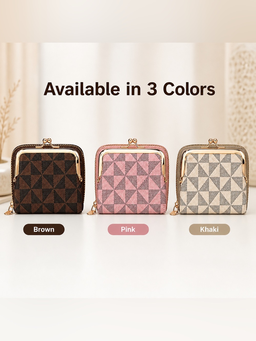 Stylish Pink Geometric Women’s Wallet - Pink